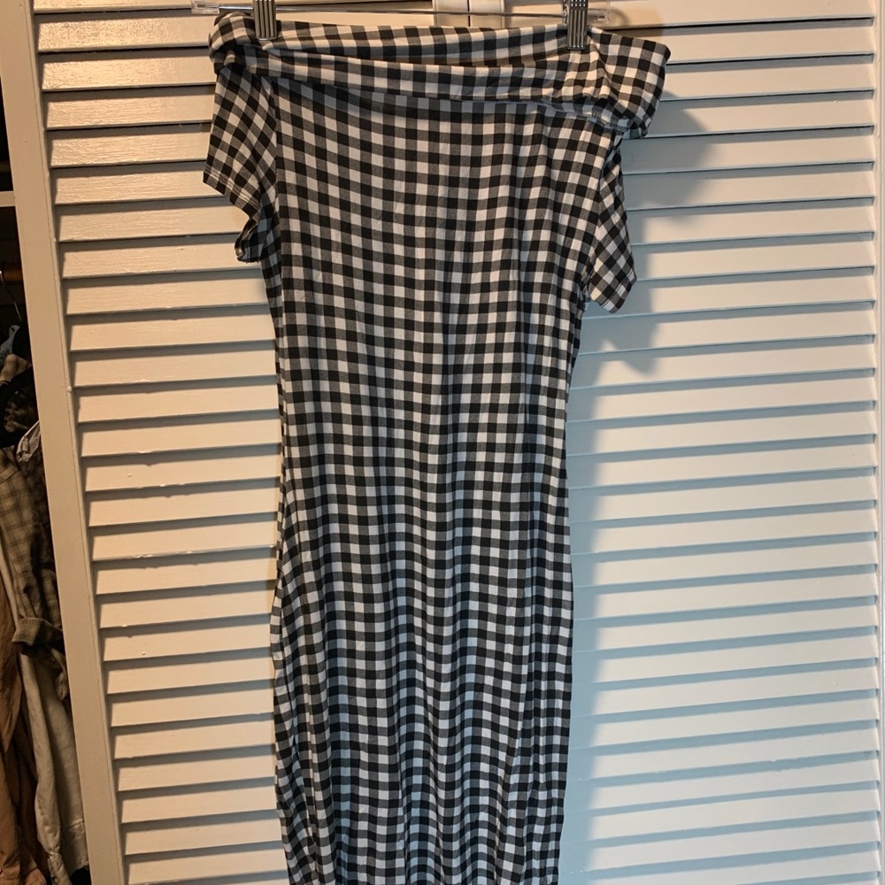 Off the Shoulder Gingham Bodycon Dress